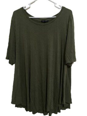 Lane Bryant 18 20 1X Women's Plus Size Solid Olive Green Top Blouse